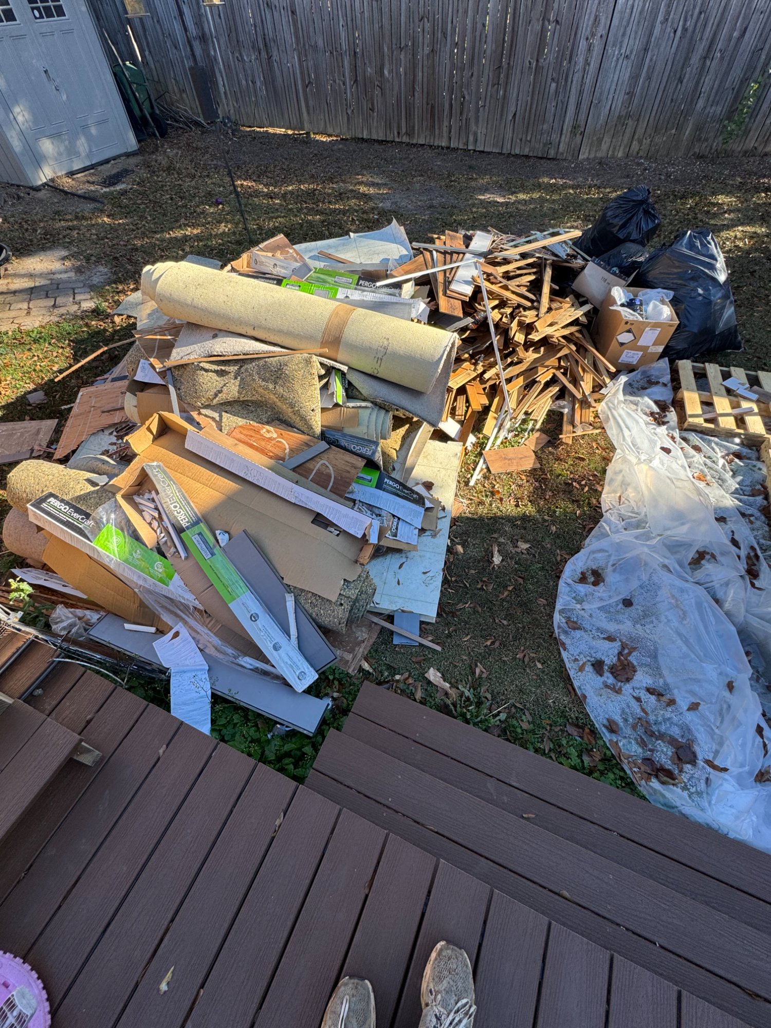 Renovation junk and debris pile